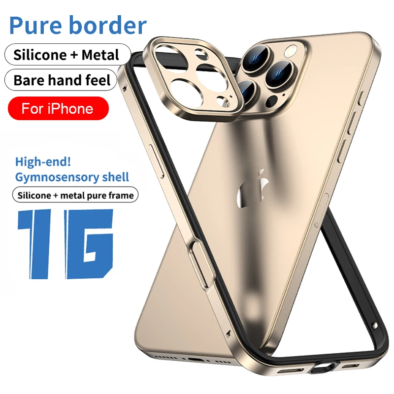 Metal Bumper Aluminum Frame Case - 카메라 보호 + 하이브리드 실리콘 프레임