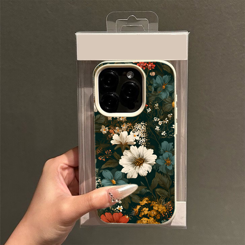 Vintage Floral Pattern Soft Case - 빈티지 스타일의 꽃무늬가 들어간 어두운 색상의