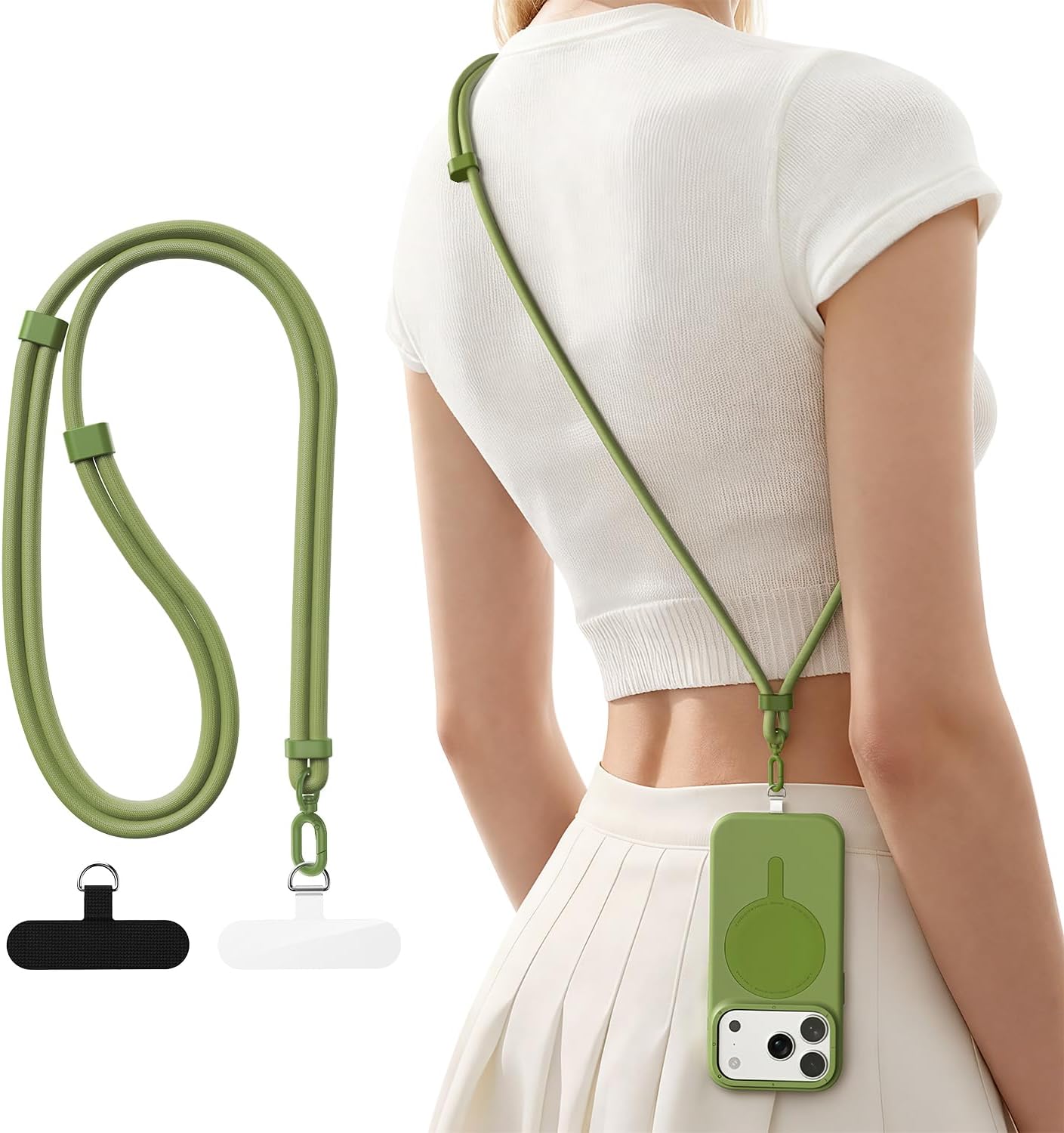 Crossbody Lanyard Neck Strap Case - 2개의 TPU 폰 탭이 있는 폰