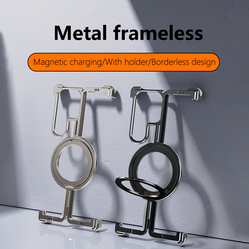 Metal Bumper Aluminum Frame Case - 금속 프레임리스 마그네틱 거치대 폰 케이스,