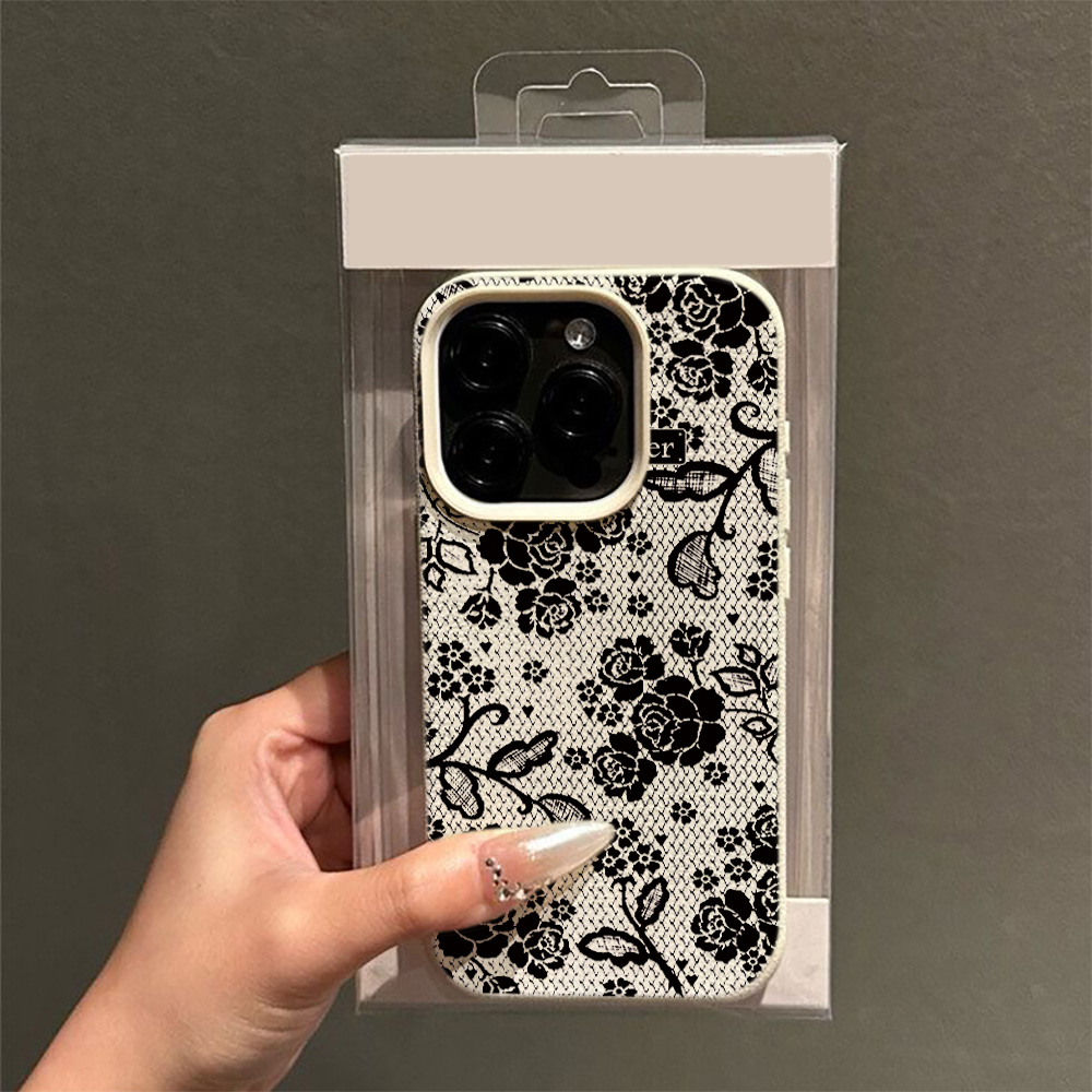 우아한 블랙 레이스 장미꽃 빈티지 패턴 디자인 프린트  - Vintage Floral Pattern Soft Case 리뷰 및 가격