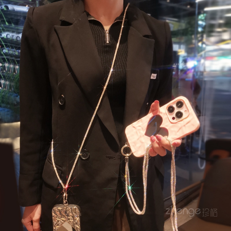 Crossbody 전체 다이아몬드 체인 여성 휴대 전화 - Crossbody Lanyard Neck Strap Case 리뷰 및 가격