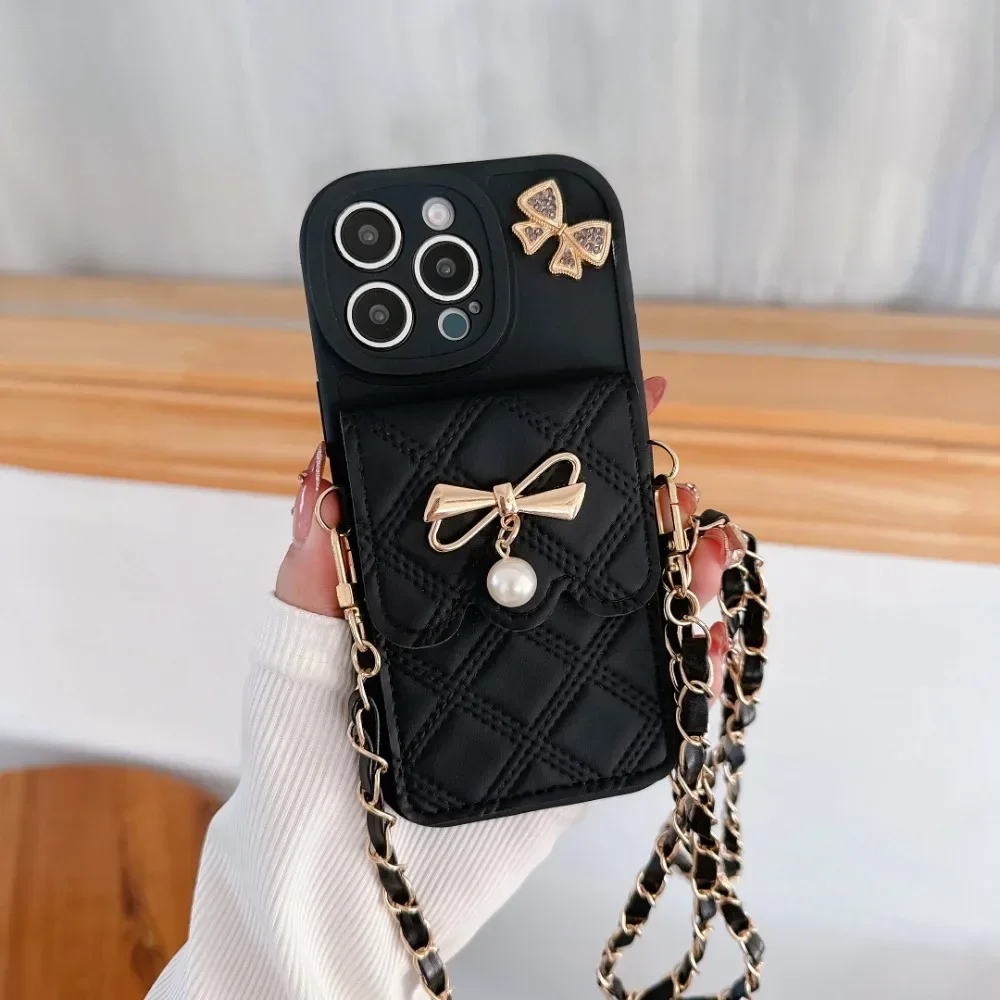 3D 리본 장식 크로스바디 카드 홀더 지갑형 폰 케이스 - Leather Wallet Card Holder Phone Cover 리뷰 및 가격