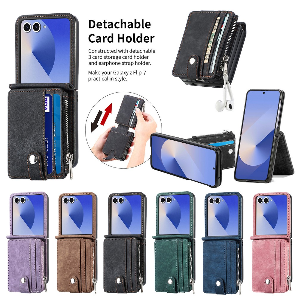 삼성 갤럭시 Z 플립 7 6 5 4 3 Flip7 Fl - Leather Wallet Card Holder Phone Cover 리뷰 및 가격