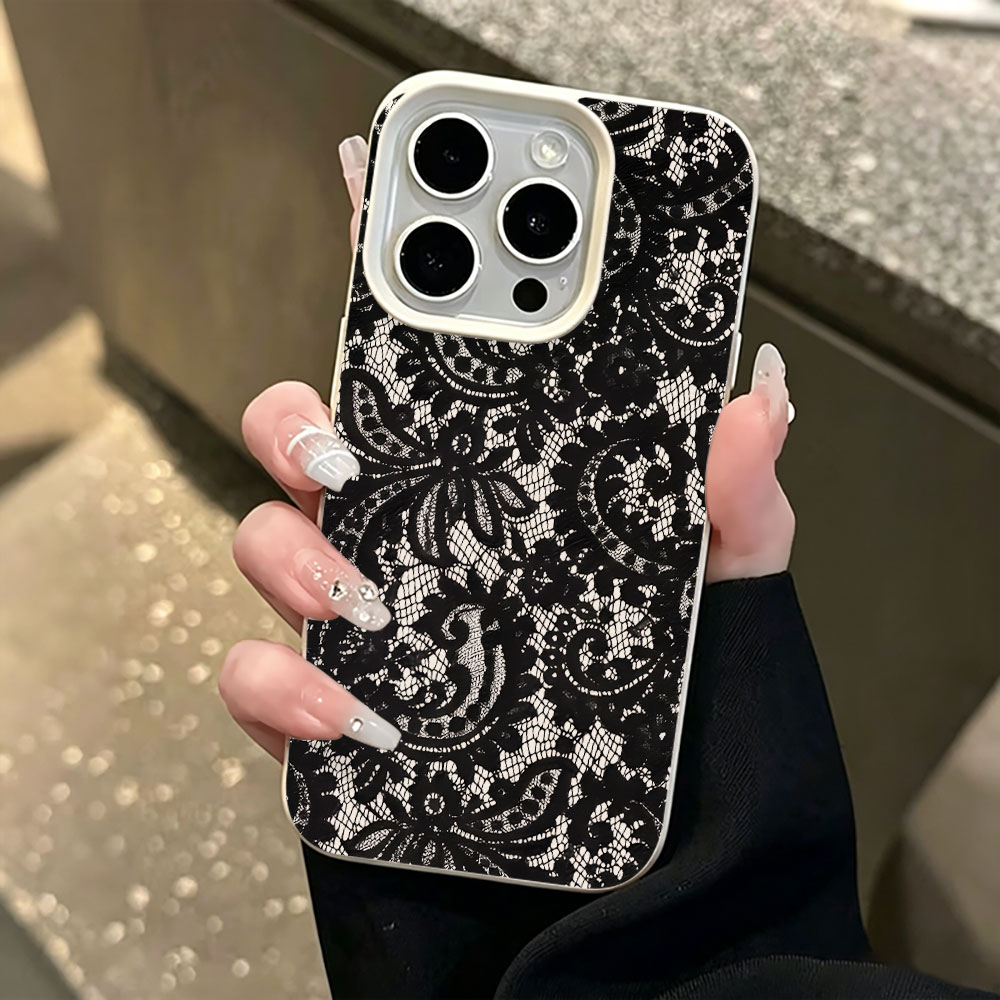 블랙 빈티지 플로럴 레이스 리치 패턴 폰 케이스 (아이 - Vintage Floral Pattern Soft Case 리뷰 및 가격